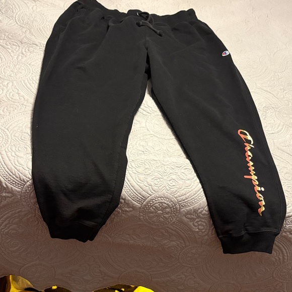 Champion Pants - Champion Black Joggers with Multicolor Script